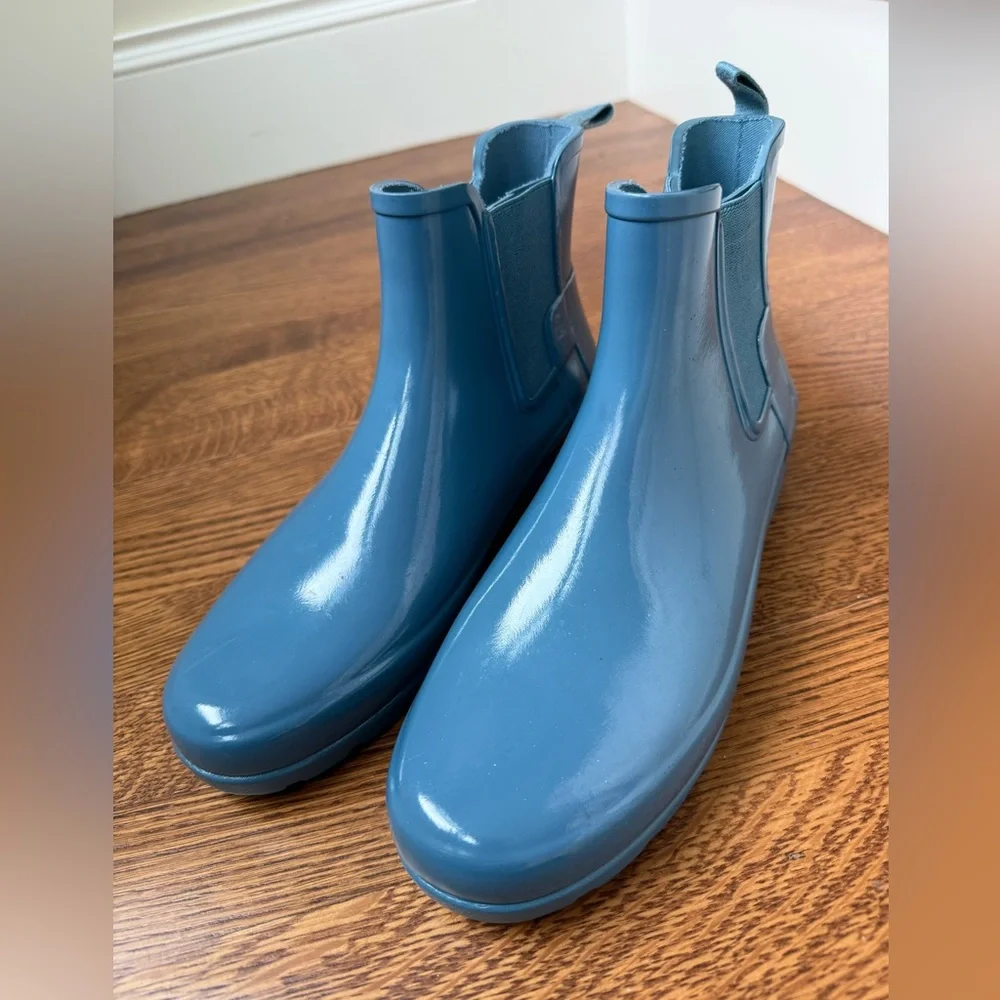 HUNTER Original Chelsea Boots Gloss Blue Rain‎ Waterproof Wellies Rainboots 9